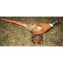 TOM TABER Wood Carved Ringneck Pheasant Signed Early Decoy Sculpture Statue HUGE