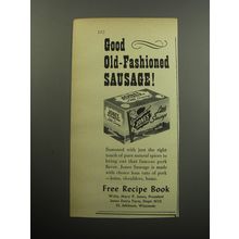 1957 Jones Dairy Farm Sausage Ad - Good Old-fashioned sausage