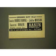 1961 Basin Street East Advertisement - Louis Armstrong Julie Wilson Lavern Baker
