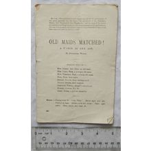Vintage: Old Maids Matched! A Farce in One Act by Doncaster Wells