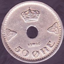 1926 Norway 50 Ore Coin