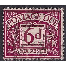 GB 1959 - 63 QE2 6d Purple Postage Due used Wmk 179 SG D63 ( 420 )