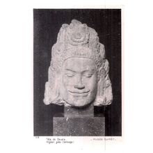 HEAD OF DEVATA, unused vintage postcard the Guimet museum, , Paris =