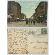 New York Cohoes Remsen St. Street view w/trolley tracks horse and wagon~100