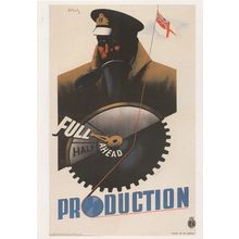 Full Ahead Production Production Military War Poster Postcard