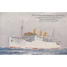 P&O Mail Carrier Electric Steamer Ship Strathaird Antique Postcard