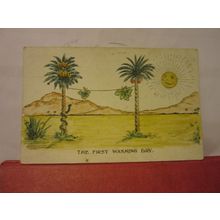 THE FIRST WASHING DAY, SEASIDE HUMOUR unused antique postcard, #