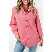 Bonbon Corduroy Flap Detail Button Up Split Shacket