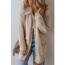 Jet Stream Collared Drop Shoulder Button Up Cardigan with Pocket