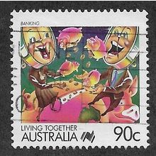 AUS 1988 90c 'LIVING TOGETHER - BANKING' FINE USED (EBID67-225)