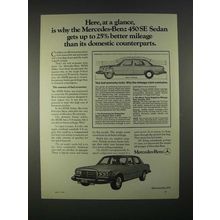 1974 Mercedes-Benz 450SE Sedan Ad - Better Mileage
