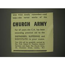 1949 Church Army Ad - Will you kindly remember - and help - the varied works