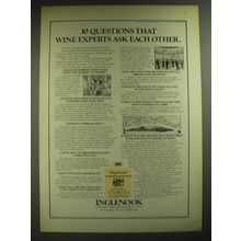 1974 Inglenook Wines Ad - 10 questions that wine experts ask each other