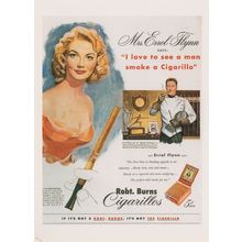 Mrs Errol Flynn Smoking Cigarillo Cigars Advertising Postcard