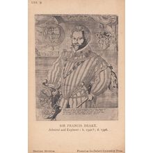 Sir Francis Drake Painting Mural London Museum Antique Exhibit Postcard