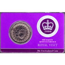 2006 Australia 50c Uncirculated Coin Carded Royal Visit