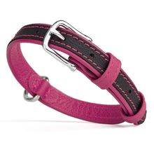 Soft Leather Dual Color Collar W 1" L 19-24" Pink