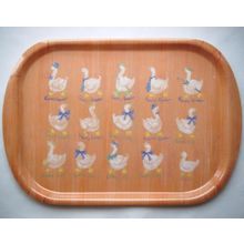 Tradestock Melamine Serving Tray, Brown with White Geese/Duck, Very Good Cond.