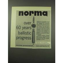 1959 Norma Ammunition Ad - 60 Years Ballistic Progress