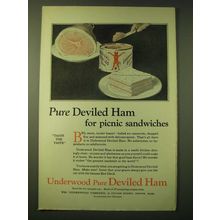1924 Underwood Deviled Ham Ad - Pure Deviled Ham for picnic sandwiches