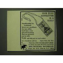1970 Hunting World Advertisement - Our Zulu Loveletter is a Lulu