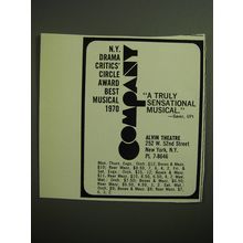 1970 Company Musical Ad - N.Y. Drama Crticis' circle award best musical