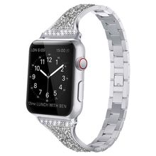 Diamond Encrusted Leather Strap Watchband For Apple Watch Series, 7 41mm / 6&SE&