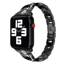 Diamond Encrusted Stainless Steel Strap Watchband For Apple Watch Series, 7 41mm
