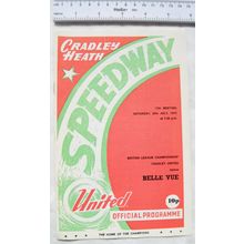 1974 Cradley Heath v Belle Vue Speedway Programme - 20th July