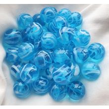 OXYGEN 25 Beautiful Glass Marbles, Clear Blue with White Swirl, Brand New, 16mm