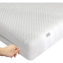 Queen Size Bamboo Rayon Mattress Protector with Zipper - 100% Waterproof Zippere