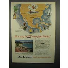 1952 Pan American Airlines Ad - Fly Away From Winter