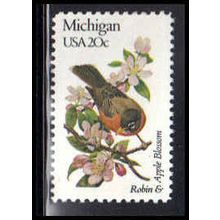 1974A 20c Birds/Flowers of Michigan Fine MNH Dry Gum V2912