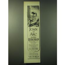 1948 Joan of Arc Movie Ad - Now Playing Joan of Arc starring Ingrid Bergman