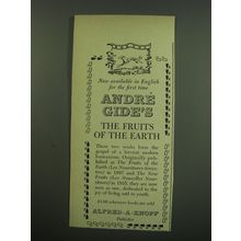 1949 Alfred A. Knopf Book Advertisement - The Fruits of the Earth by Andre Gide
