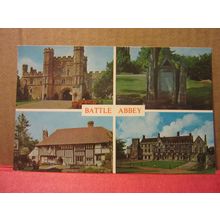multiview, BATTLE ABBEY, BATTLE, HASTINGS, SUSSEX used postcard 1970 pm =
