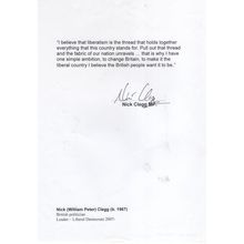 Nick Clegg Politician Hand Signed Politics Quotation Autograph