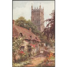 Smithy Cottages and Church, Chipping Campden, c.1930s - Salmon Postcard