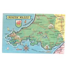 SOUTH WALES MAP , unused vintage postcard #