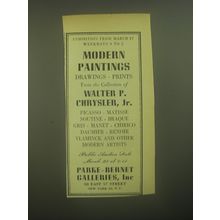 1945 Parke-Bernet Galleries Advertisement - Walter P. Chrysler, Jr.