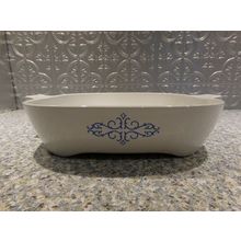 Corning Blue Filligree Scroll Browning Skillet Microwave Casserole