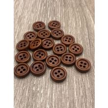 13mm Brown Wooden Buttons Sewing Knitting Cardigan 4 Hole Rim Edge Flat Back