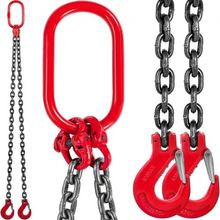 5FT Chain Sling 3/8" x 5' Double Leg with Grab Hooks Sling Chain 4T Capacity...