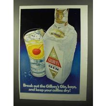 1971 Gilbey's Gin Ad - Break Out, Keep Collins Dry