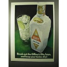 1971 Gilbey's Gin Ad - Break Out, Keep Tonics Dry