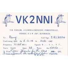 Forestville Sydney Australia 1970s Birds Amateur Radio QSL Card