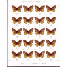 Great Spangled Fritillary Butterfly Sheet of Twenty 70 Cent Stamps Scott 4859