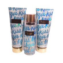 Victoria's Secret Aqua Kiss Shimmer Fragrance Mist & Lotion 3 Piece Set
