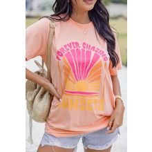 Pink FOREVER CHASING SUNSET Graphic T Shirt