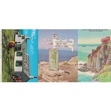 Lands End Cornwall Petrol Road Sign 3x MINT 1970s Postcard s